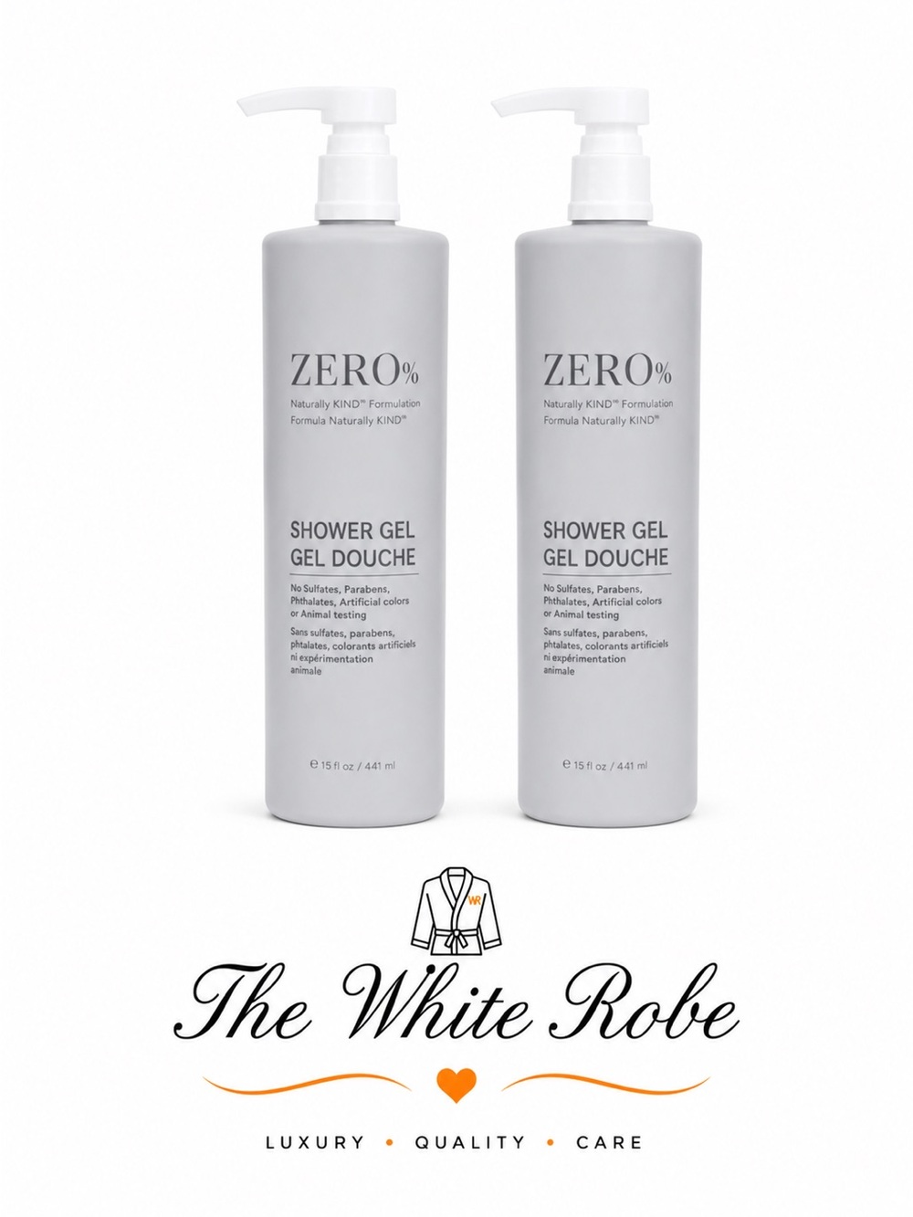 ZERO% Shower Gel 15oz | Luxury Hotel Spa Shower Gel | Sulfate-Free (2 Pack)